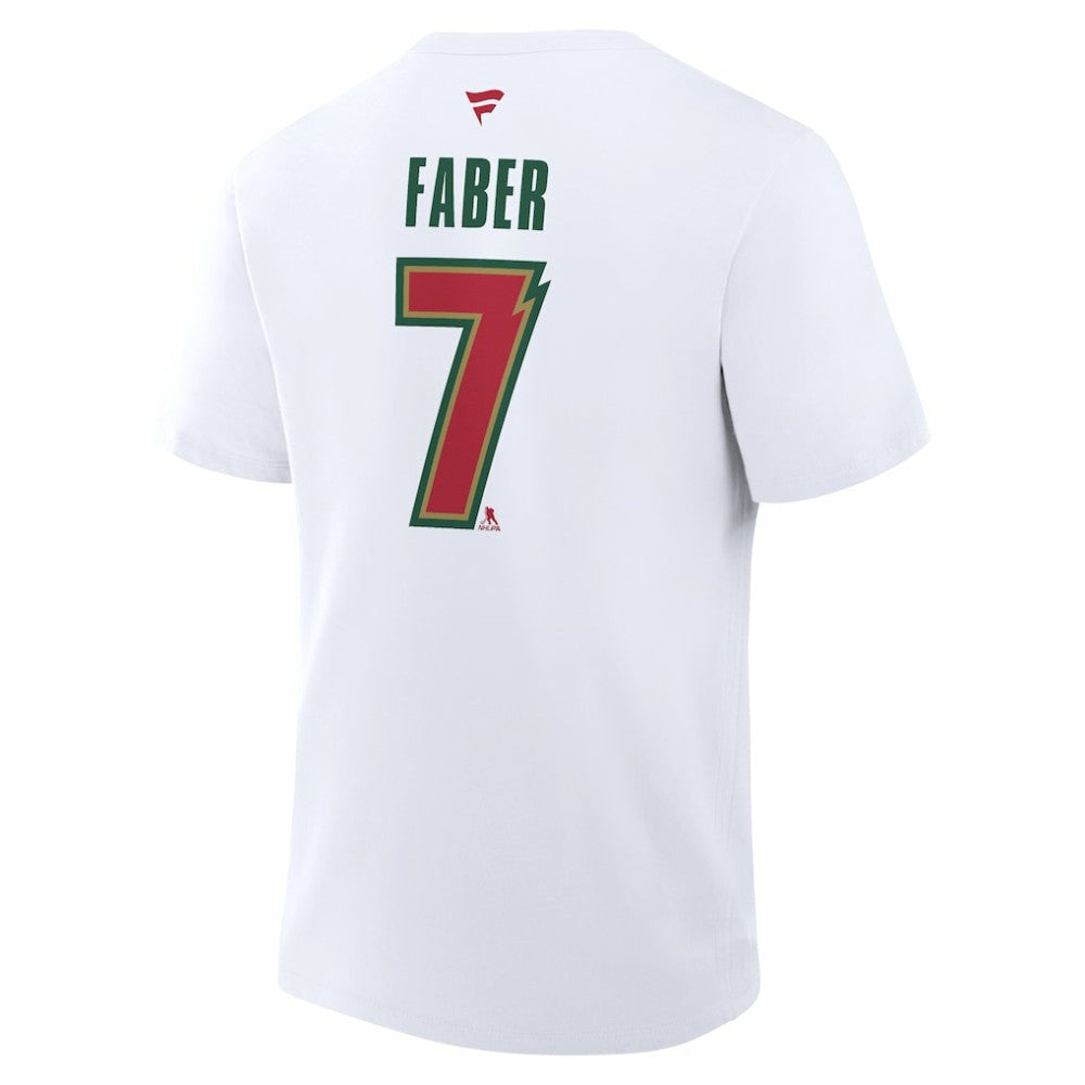 Brock Faber Minnesota Wild Fanatics Authentic Stack Name & Number T-Shirt - White - NHL 2001571384