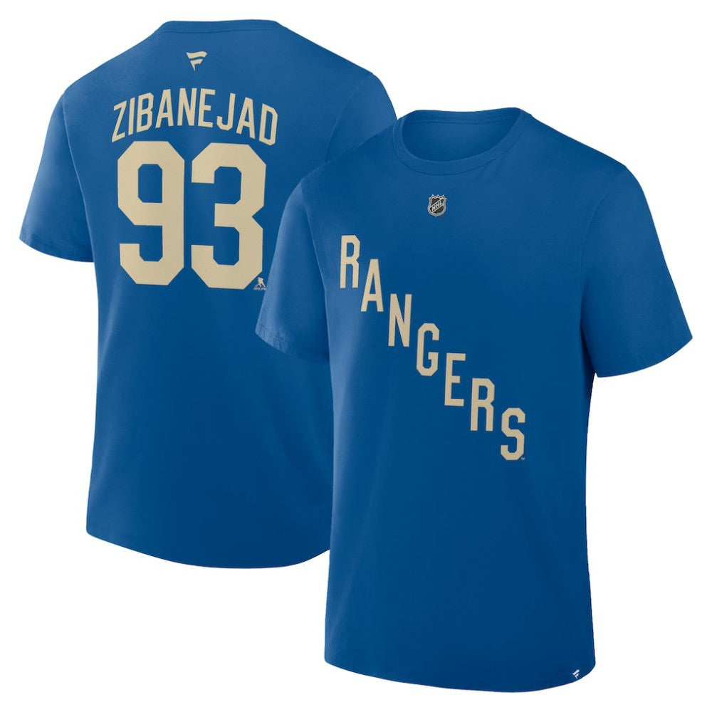 Mika Zibanejad New York Rangers Fanatics Authentic Stack Name & Number T-Shirt - Blue - NHL 2001571402