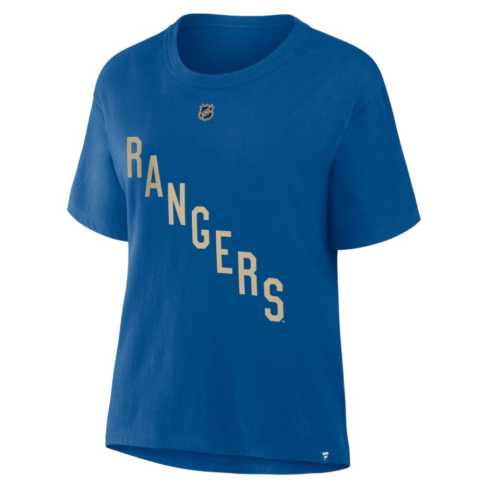 Mika Zibanejad New York Rangers Fanatics Women's Authentic Stack Name & Number T-Shirt - Blue - NHL 2001571409