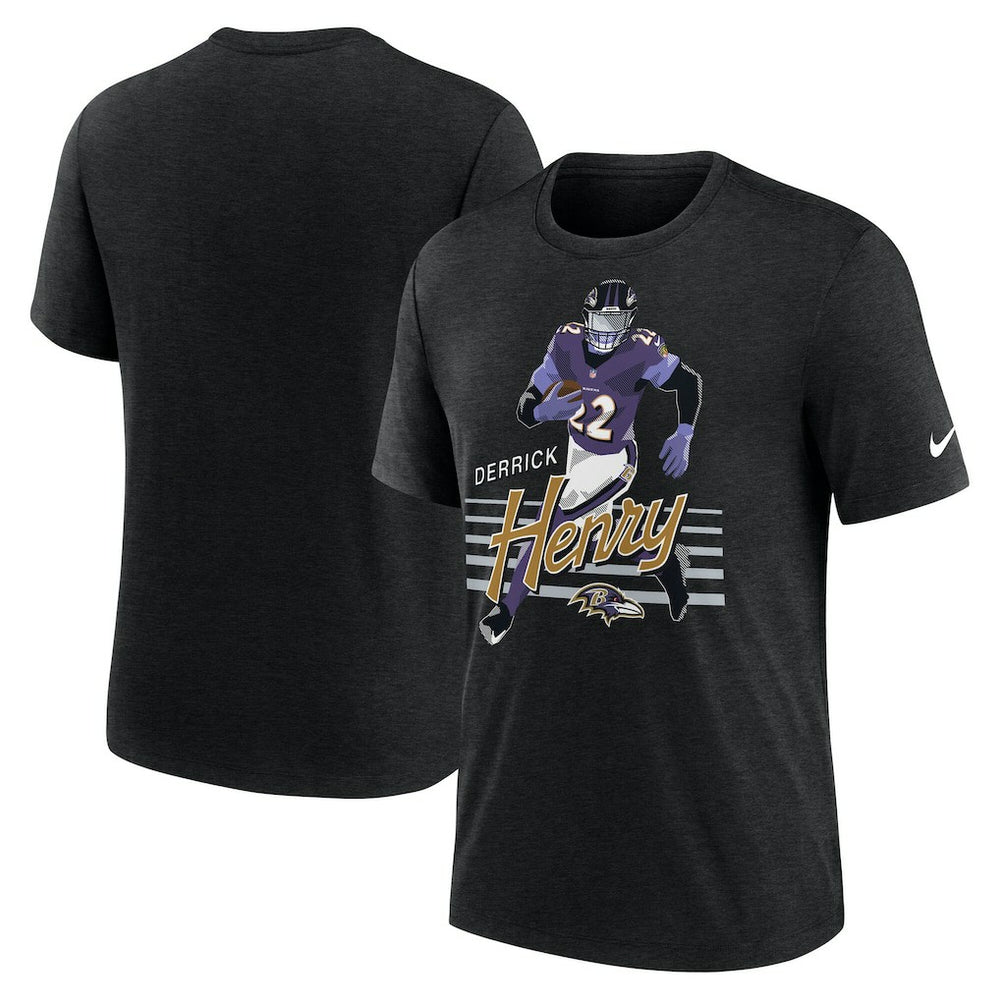 Nike Derrick Henry Baltimore Ravens Player Graphic T-Shirt Heather Black