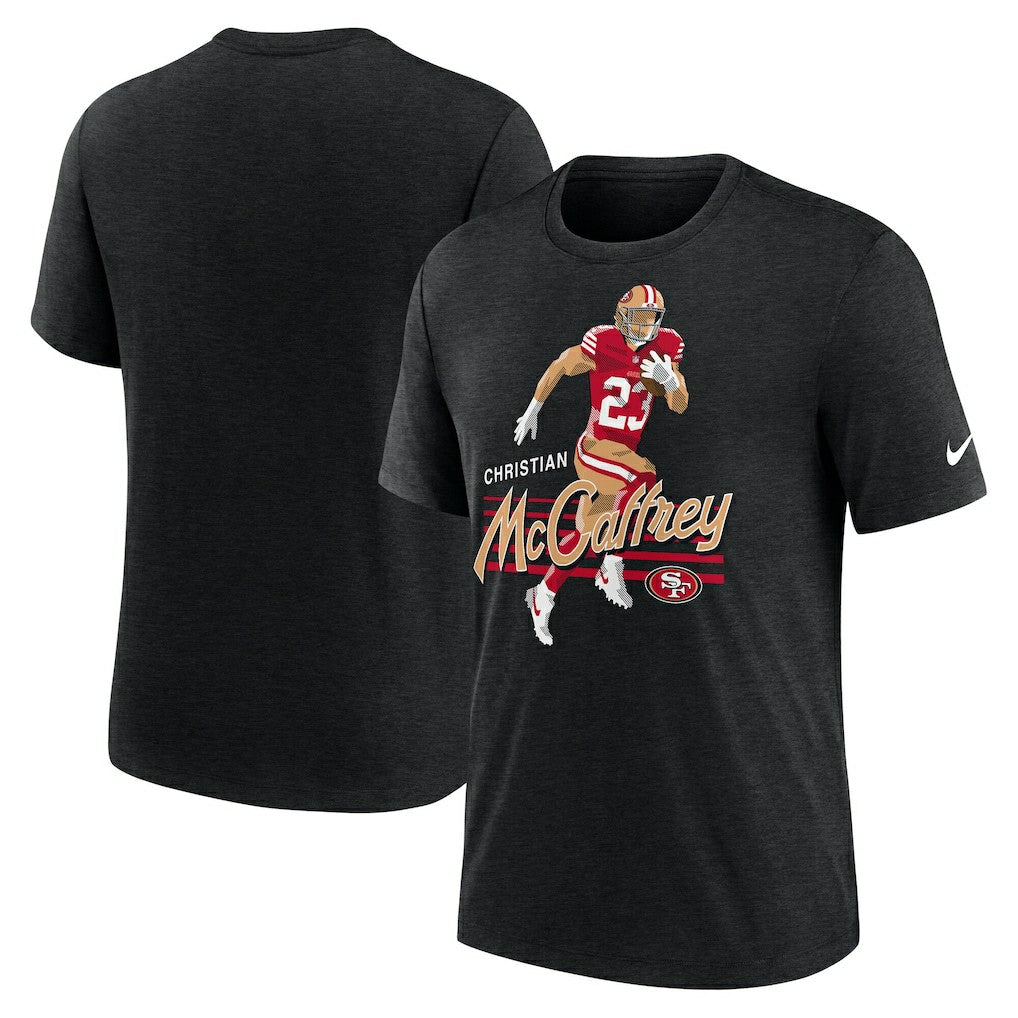 Nike Christian McCaffrey San Francisco 49ers Player Graphic T-Shirt Heather Black