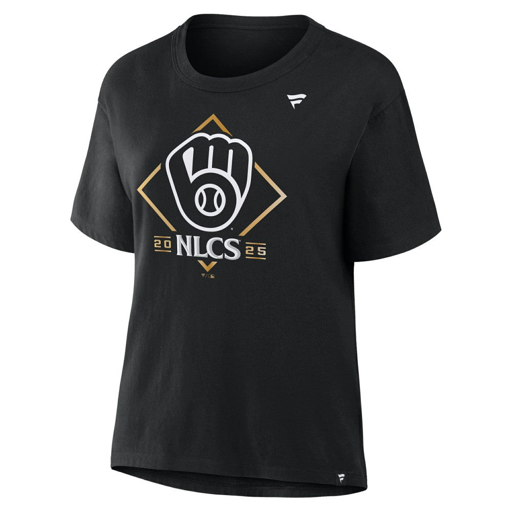 Milwaukee Brewers Fanatics Women's 2025 National League Division Series Champions Locker Room T-Shirt - Black - Fanatics Lifestyle