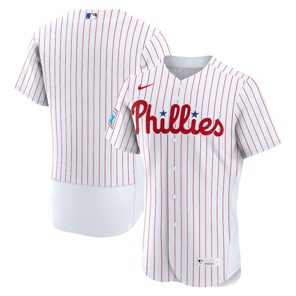 Philadelphia Phillies Nike Home Sponsor Patch Authentic Jersey - White - Nike on Sale