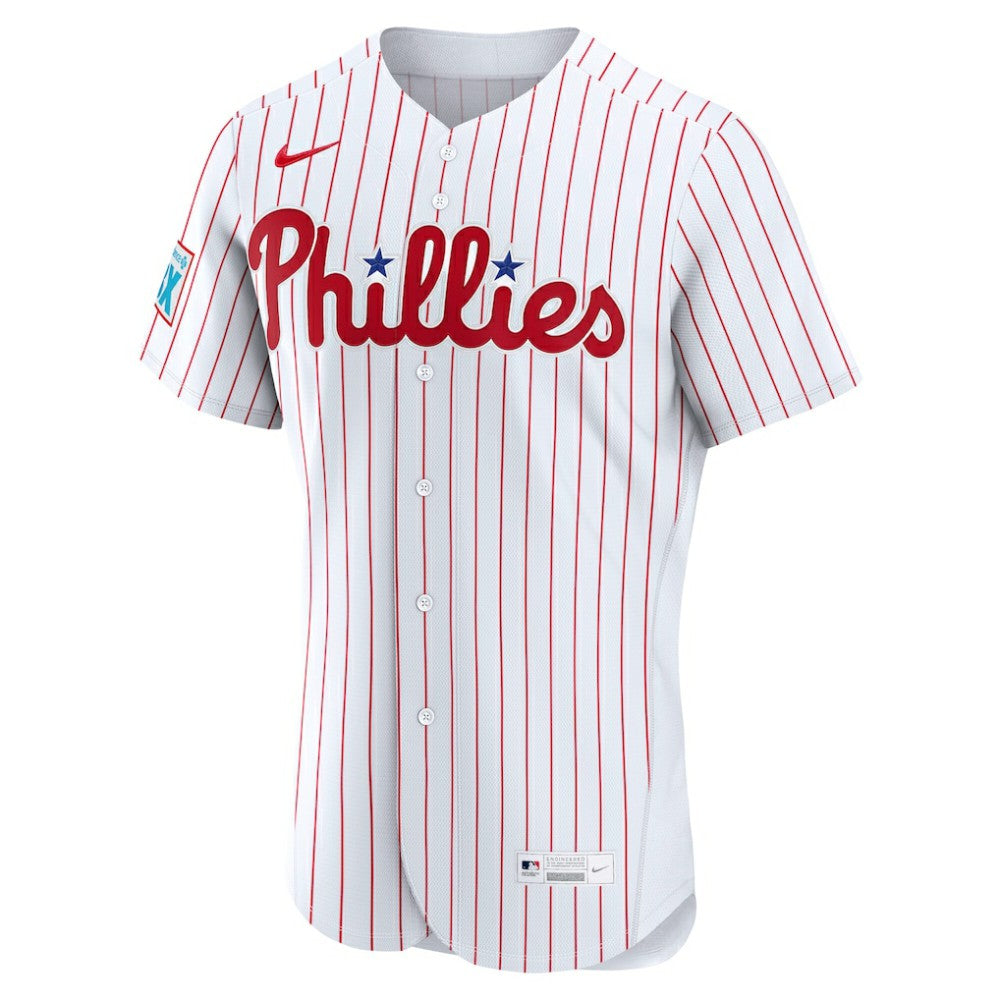 Philadelphia Phillies Nike Home Sponsor Patch Authentic Jersey - White - Nike on Sale