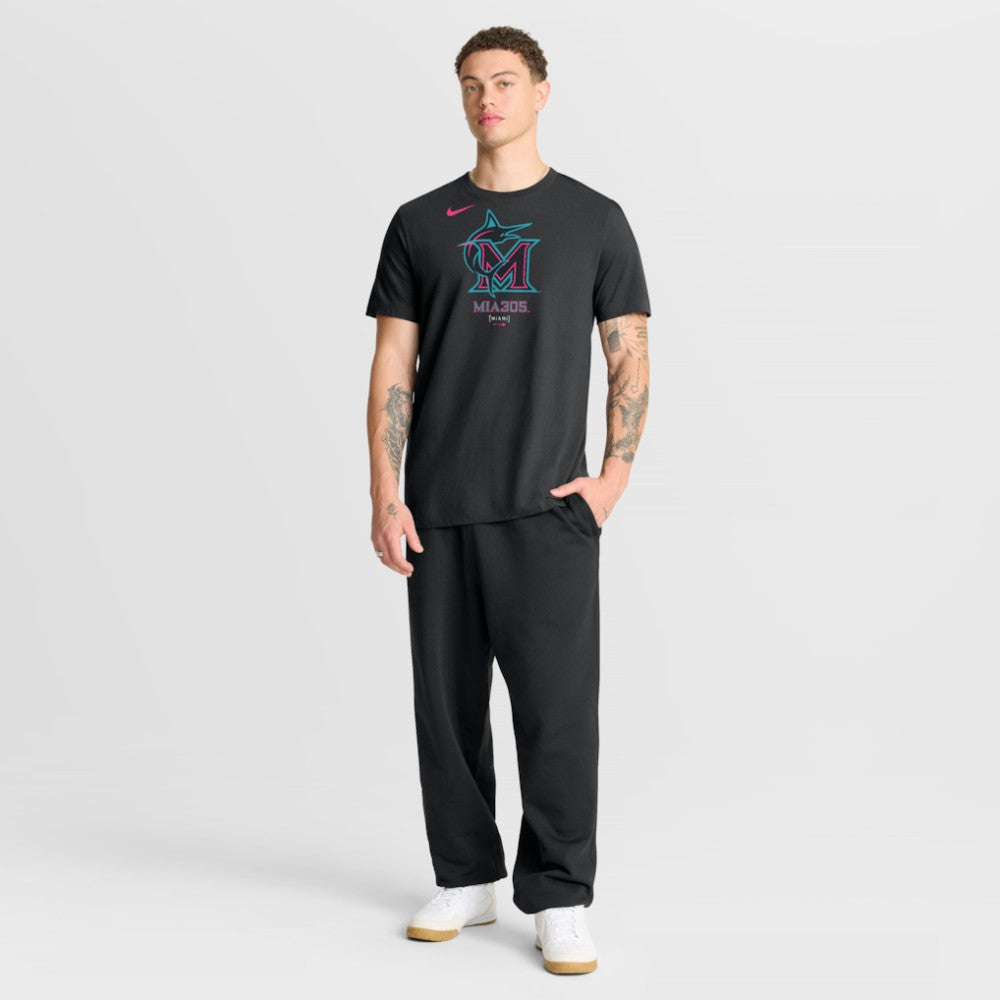 Miami Marlins Nike City Connect Large Logo T-Shirt - Black - Nike Lifestyle