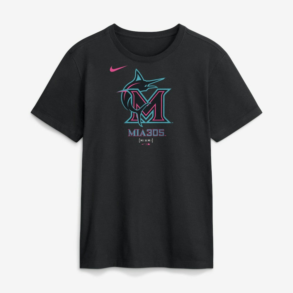 Miami Marlins Nike City Connect Large Logo T-Shirt - Black - Nike Lifestyle