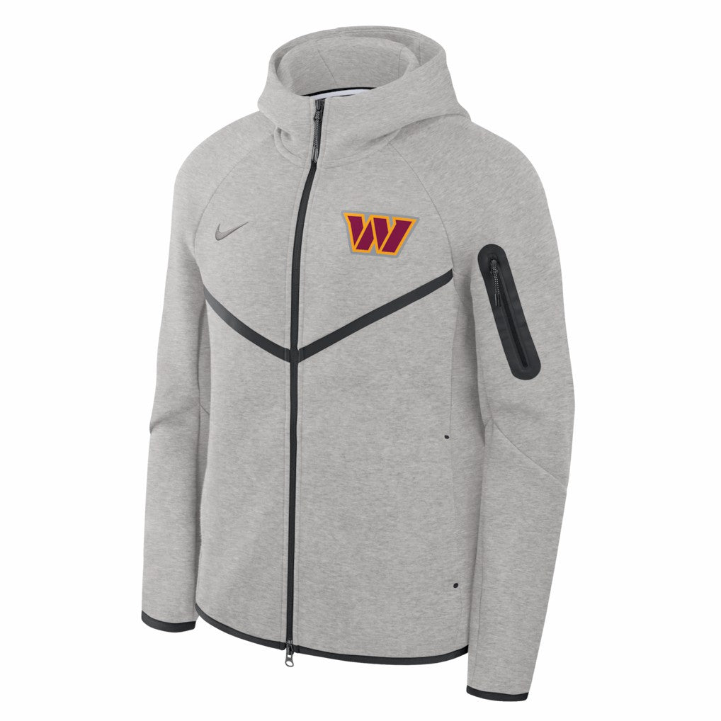 Nike Washington Commanders Tech Fleece Raglan Full-Zip Windrunner Hoodie Heather Gray