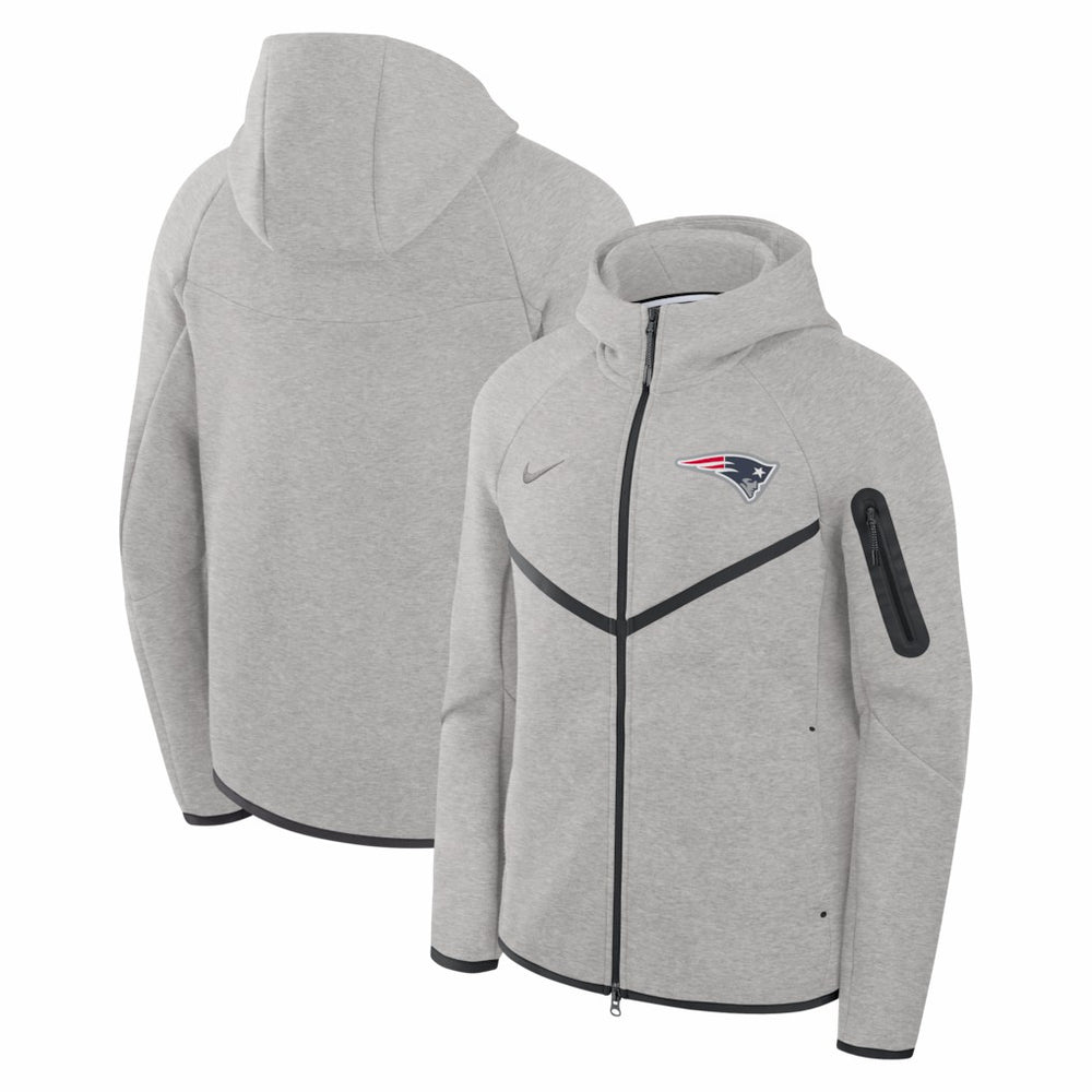 Nike New England Patriots Tech Fleece Raglan Full-Zip Windrunner Hoodie Heather Gray