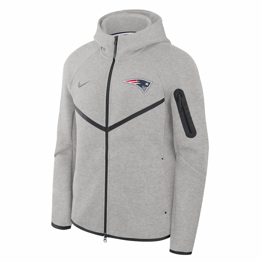 Nike New England Patriots Tech Fleece Raglan Full-Zip Windrunner Hoodie Heather Gray