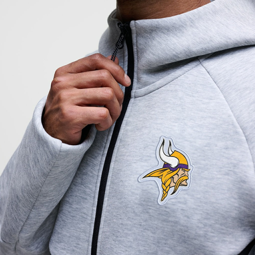 Nike Minnesota Vikings Tech Fleece Raglan Full-Zip Windrunner Hoodie Heather Gray