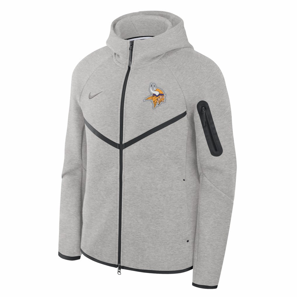 Nike Minnesota Vikings Tech Fleece Raglan Full-Zip Windrunner Hoodie Heather Gray