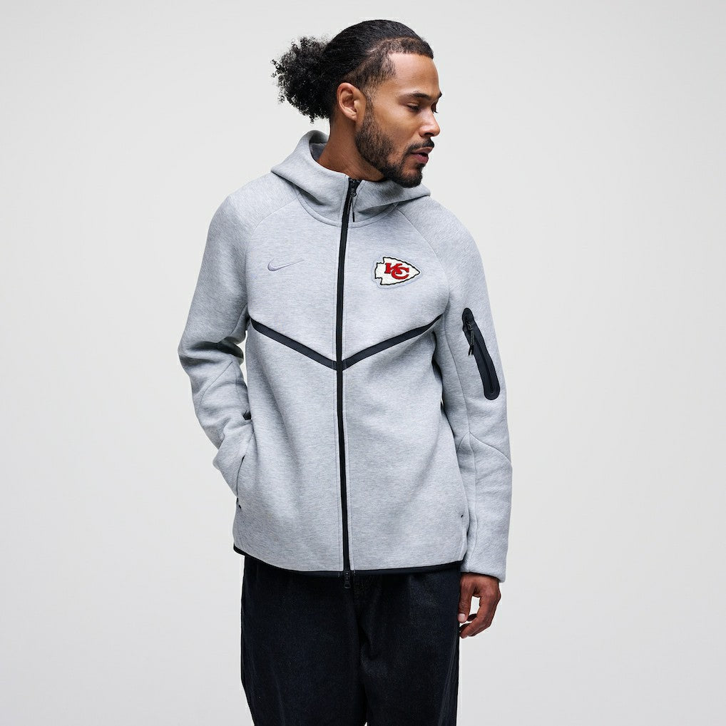 Nike Kansas City Chiefs Tech Fleece Raglan Full-Zip Windrunner Hoodie Heather Gray