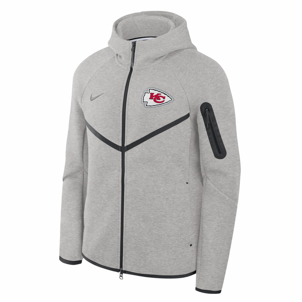 Nike Kansas City Chiefs Tech Fleece Raglan Full-Zip Windrunner Hoodie Heather Gray