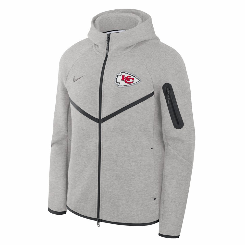 Nike Kansas City Chiefs Tech Fleece Raglan Full-Zip Windrunner Hoodie Heather Gray