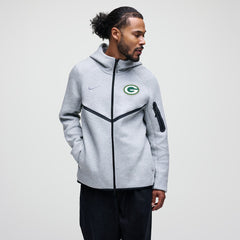Nike Green Bay Packers Tech Fleece Raglan Full-Zip Windrunner Hoodie Heather Gray