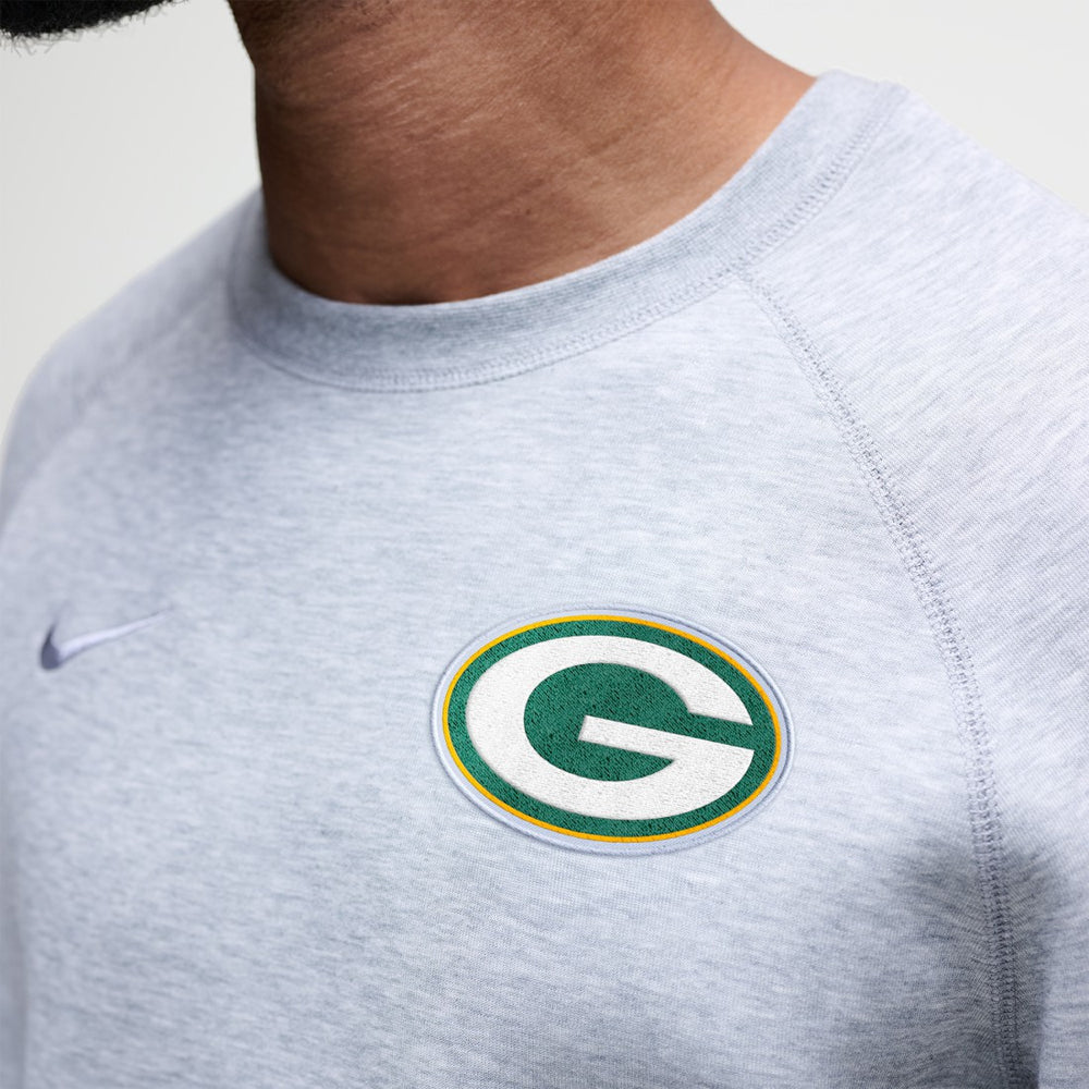 Nike Green Bay Packers Tech Fleece Raglan Sweatshirt Heather Gray