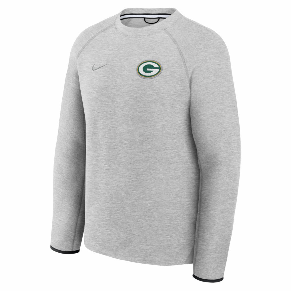 Nike Green Bay Packers Tech Fleece Raglan Sweatshirt Heather Gray