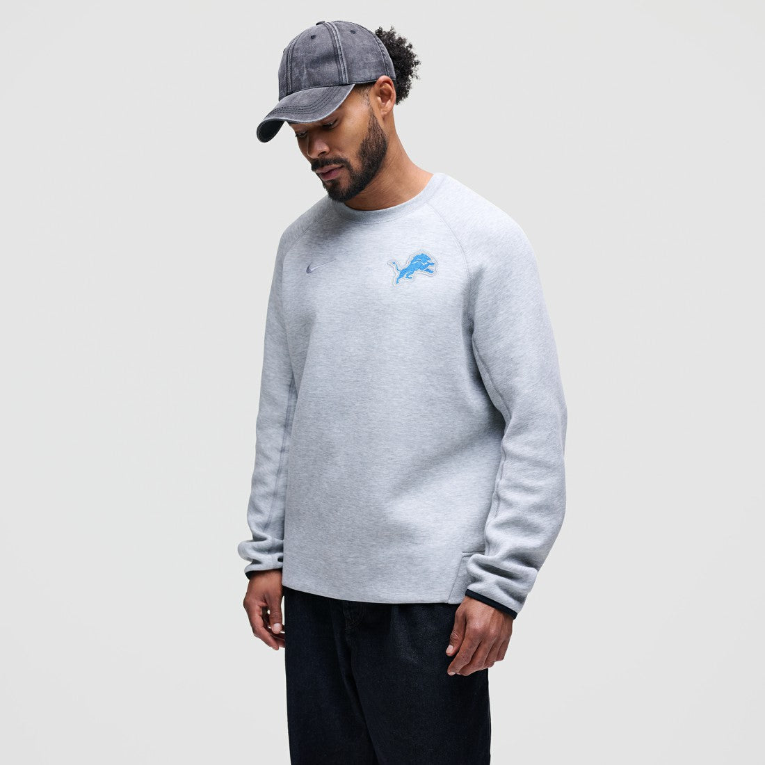 Nike Detroit Lions Tech Fleece Raglan Sweatshirt Heather Gray
