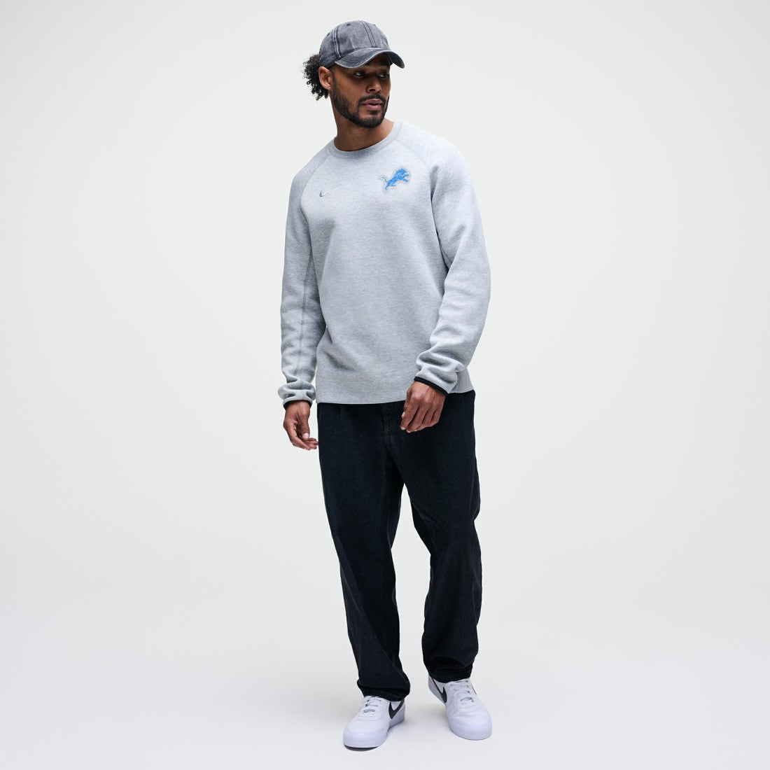 Nike Detroit Lions Tech Fleece Raglan Sweatshirt Heather Gray