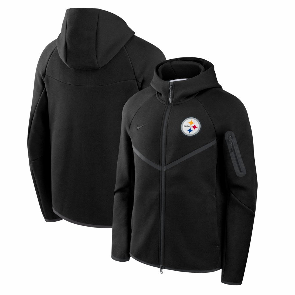 Nike Pittsburgh Steelers Tech Fleece Raglan Full-Zip Windrunner Hoodie Black