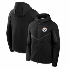 Nike Pittsburgh Steelers Tech Fleece Raglan Full-Zip Windrunner Hoodie Black
