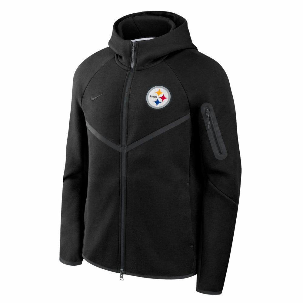 Nike Pittsburgh Steelers Tech Fleece Raglan Full-Zip Windrunner Hoodie Black
