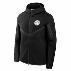 Nike Pittsburgh Steelers Tech Fleece Raglan Full-Zip Windrunner Hoodie Black