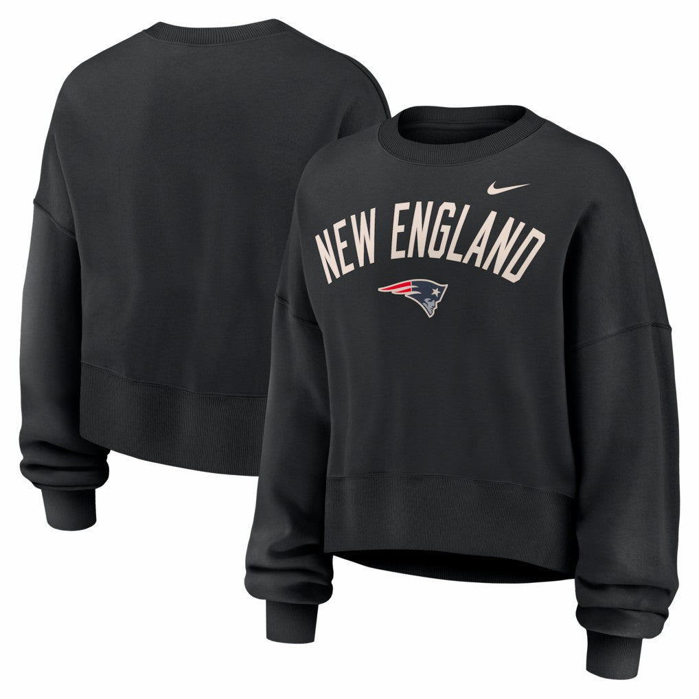 Nike New England Patriots Women's Oversized High Hip Legacy Arch Phoenix Fleece Sweatshirt Black