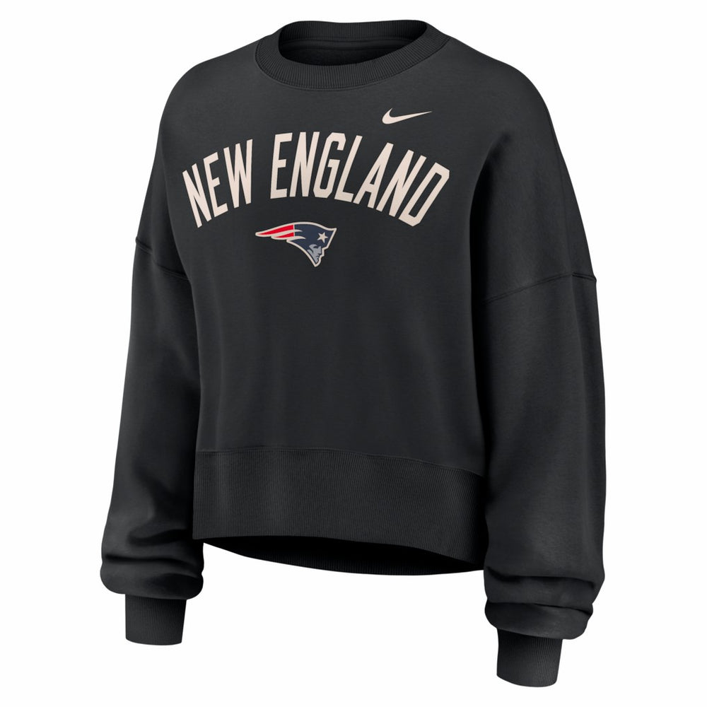 Nike New England Patriots Women's Oversized High Hip Legacy Arch Phoenix Fleece Sweatshirt Black