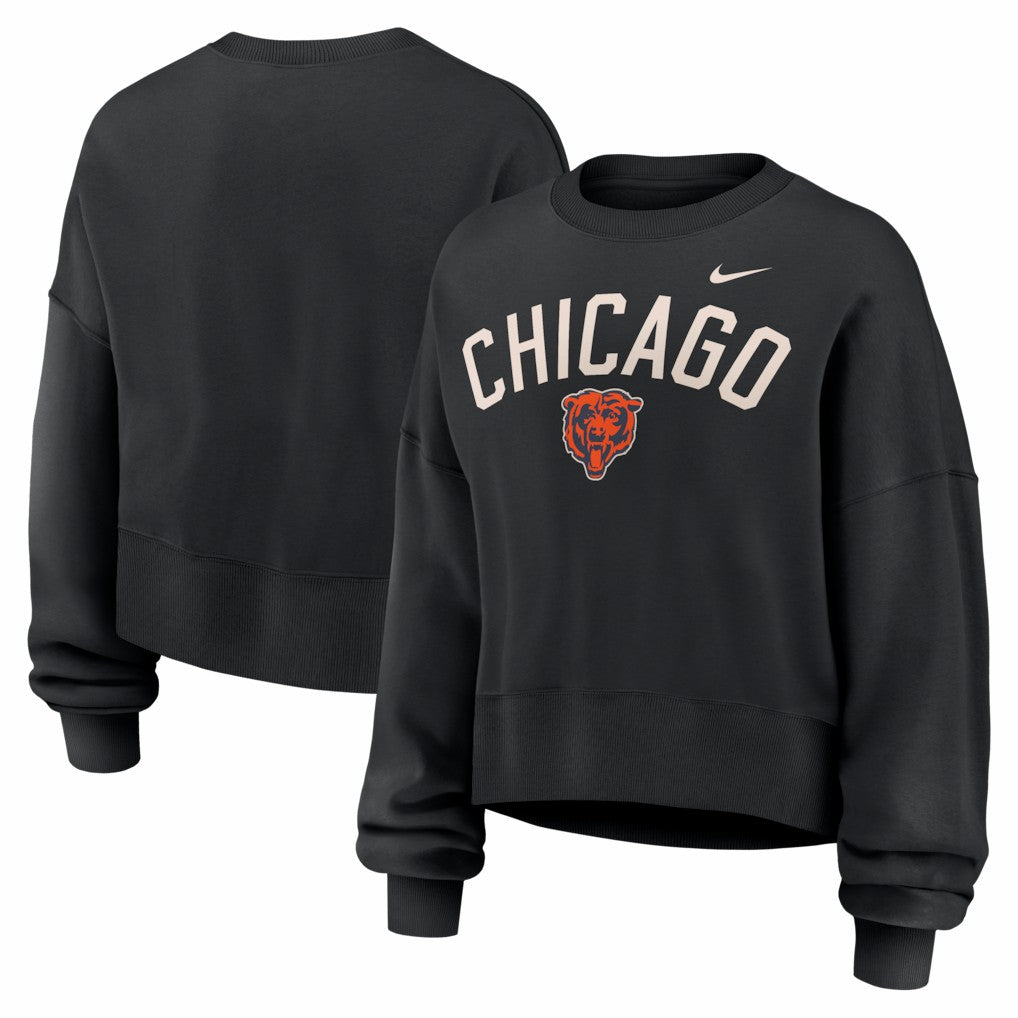 Nike Chicago Bears Women's Oversized High Hip Legacy Arch Phoenix Fleece Sweatshirt Black