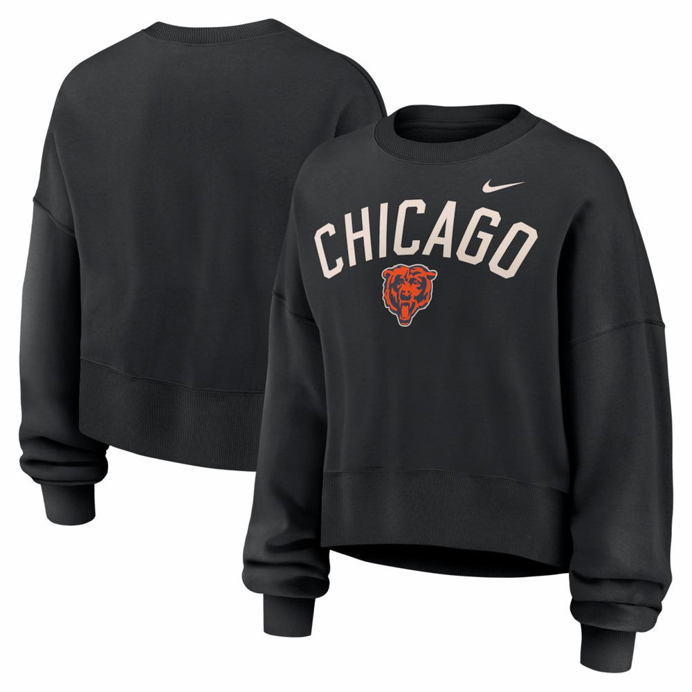 Nike Chicago Bears Women's Oversized High Hip Legacy Arch Phoenix Fleece Sweatshirt Black