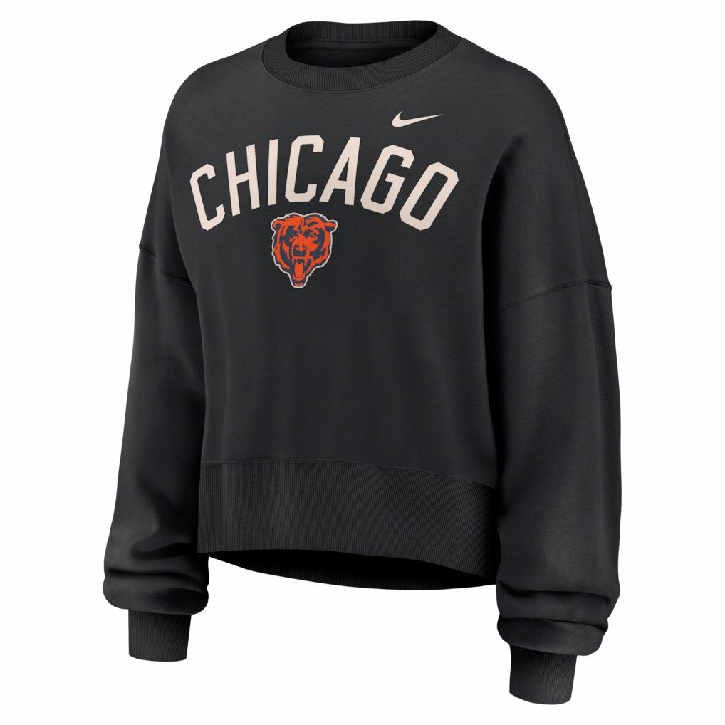 Nike Chicago Bears Women's Oversized High Hip Legacy Arch Phoenix Fleece Sweatshirt Black