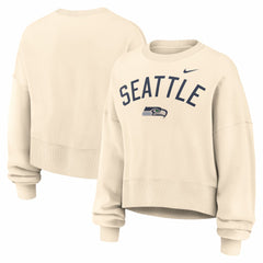 Nike Seattle Seahawks Women's Oversized High Hip Legacy Arch Phoenix Fleece Sweatshirt Natural