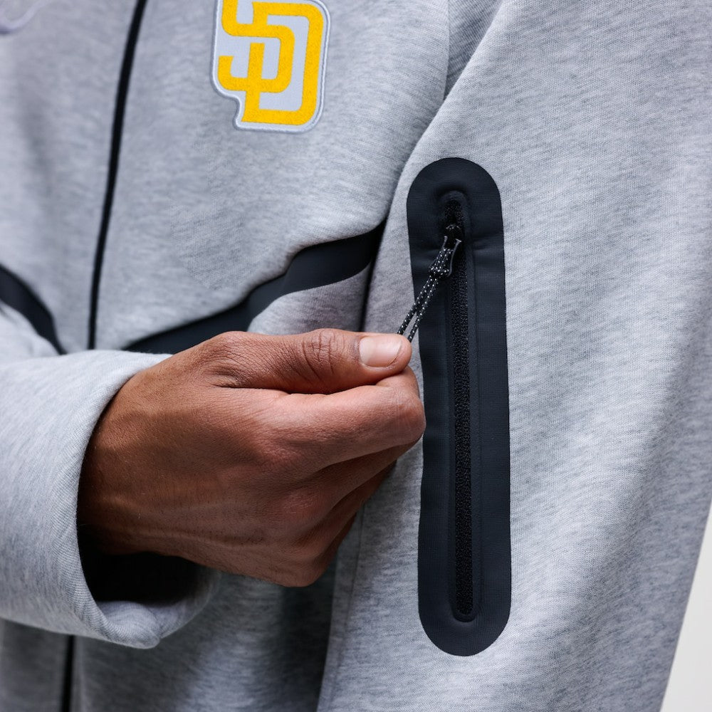 San Diego Padres Nike Tech Fleece Raglan Full-Zip Windrunner Hoodie - Heather Gray - Nike Discount