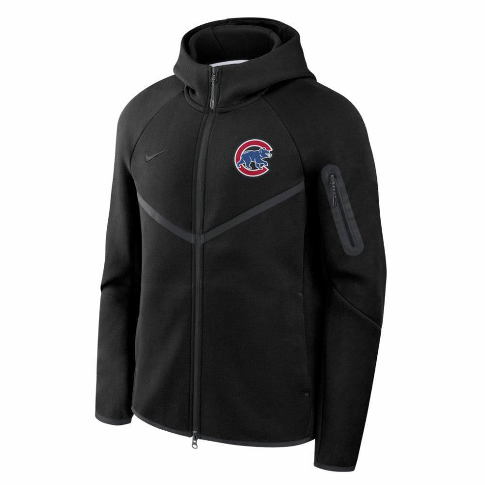 Chicago Cubs Nike Tech Fleece Raglan Full-Zip Windrunner Hoodie - Black - Nike Lifestyle