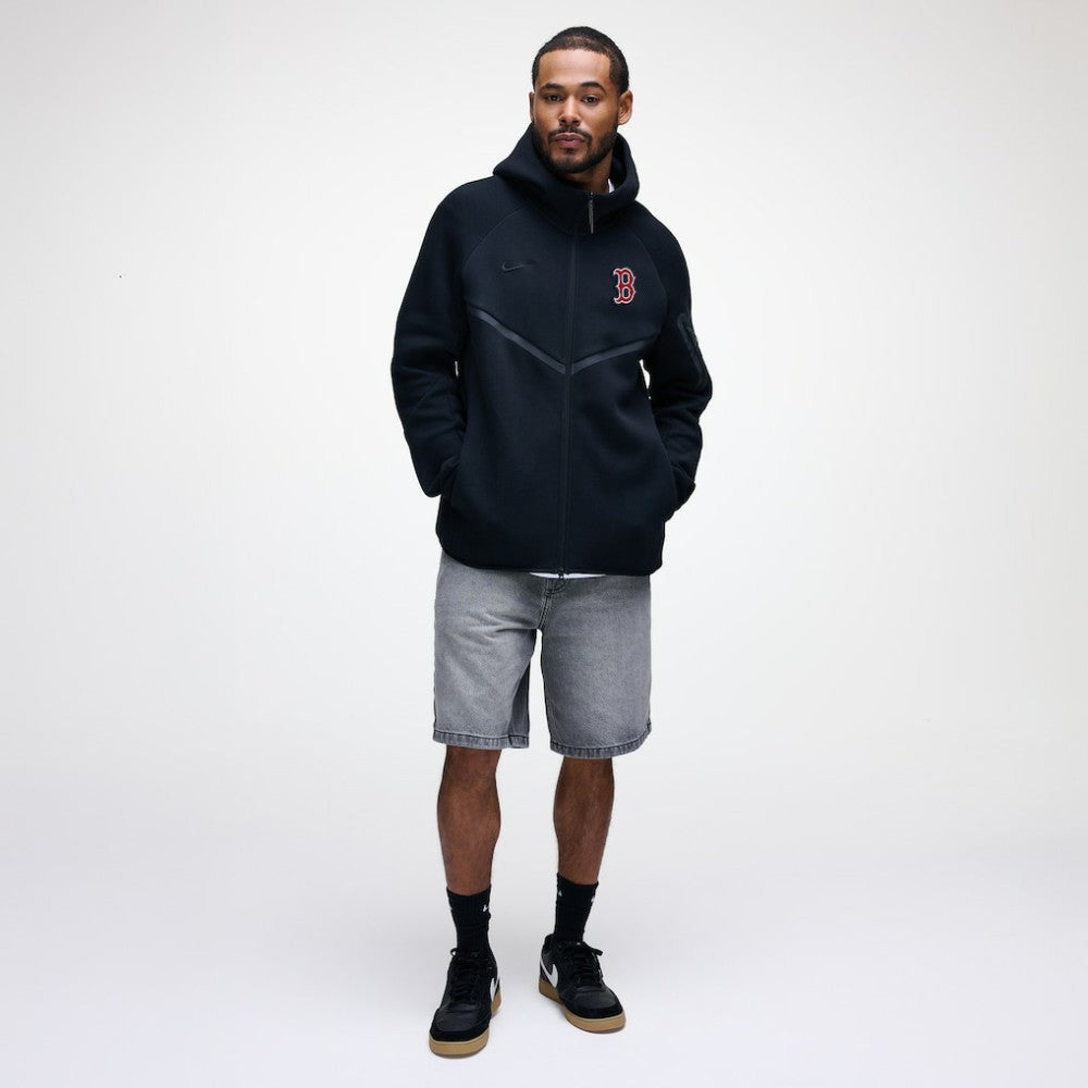 Boston Red Sox Nike Tech Fleece Raglan Full-Zip Windrunner Hoodie - Black - Nike Lifestyle