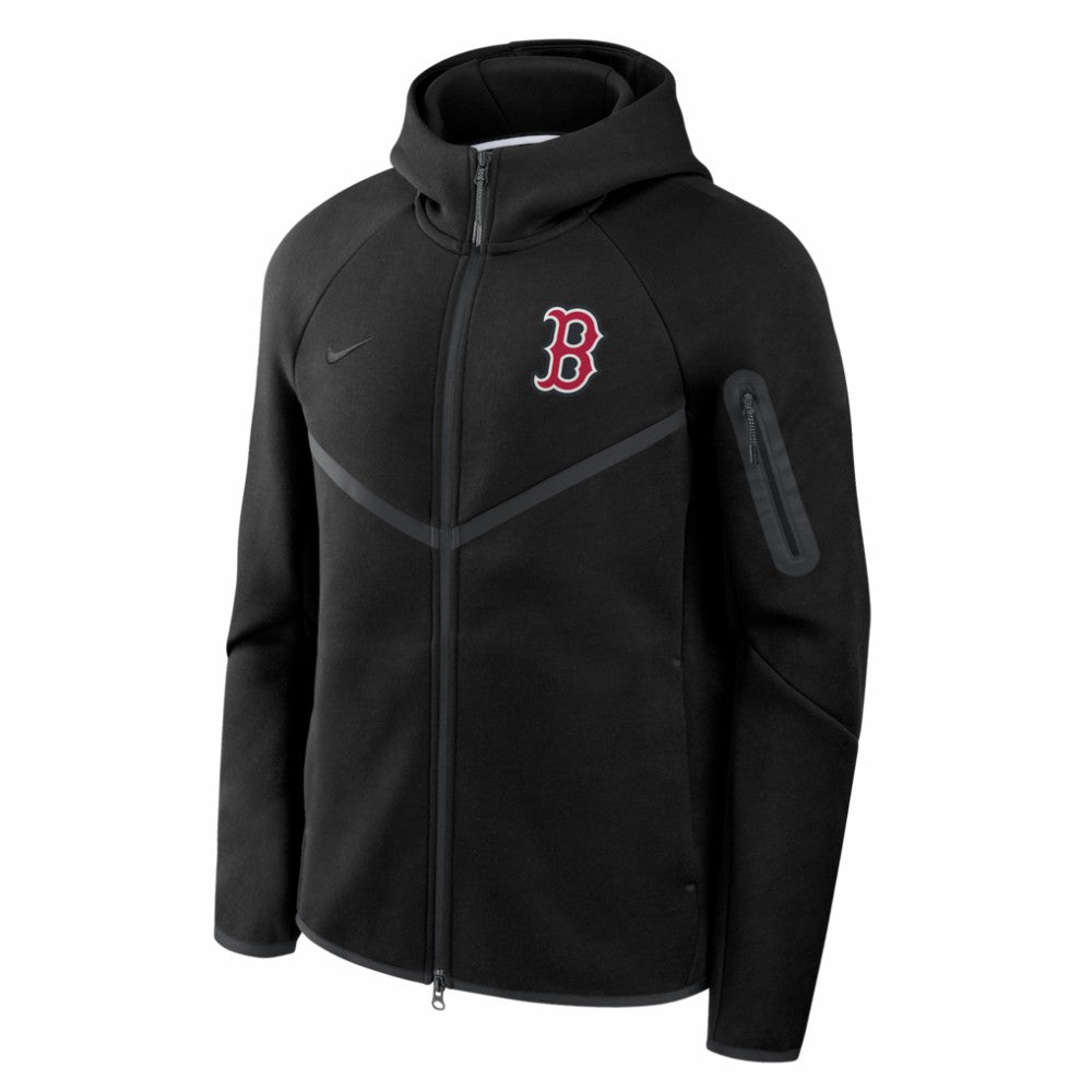 Boston Red Sox Nike Tech Fleece Raglan Full-Zip Windrunner Hoodie - Black - Nike Lifestyle