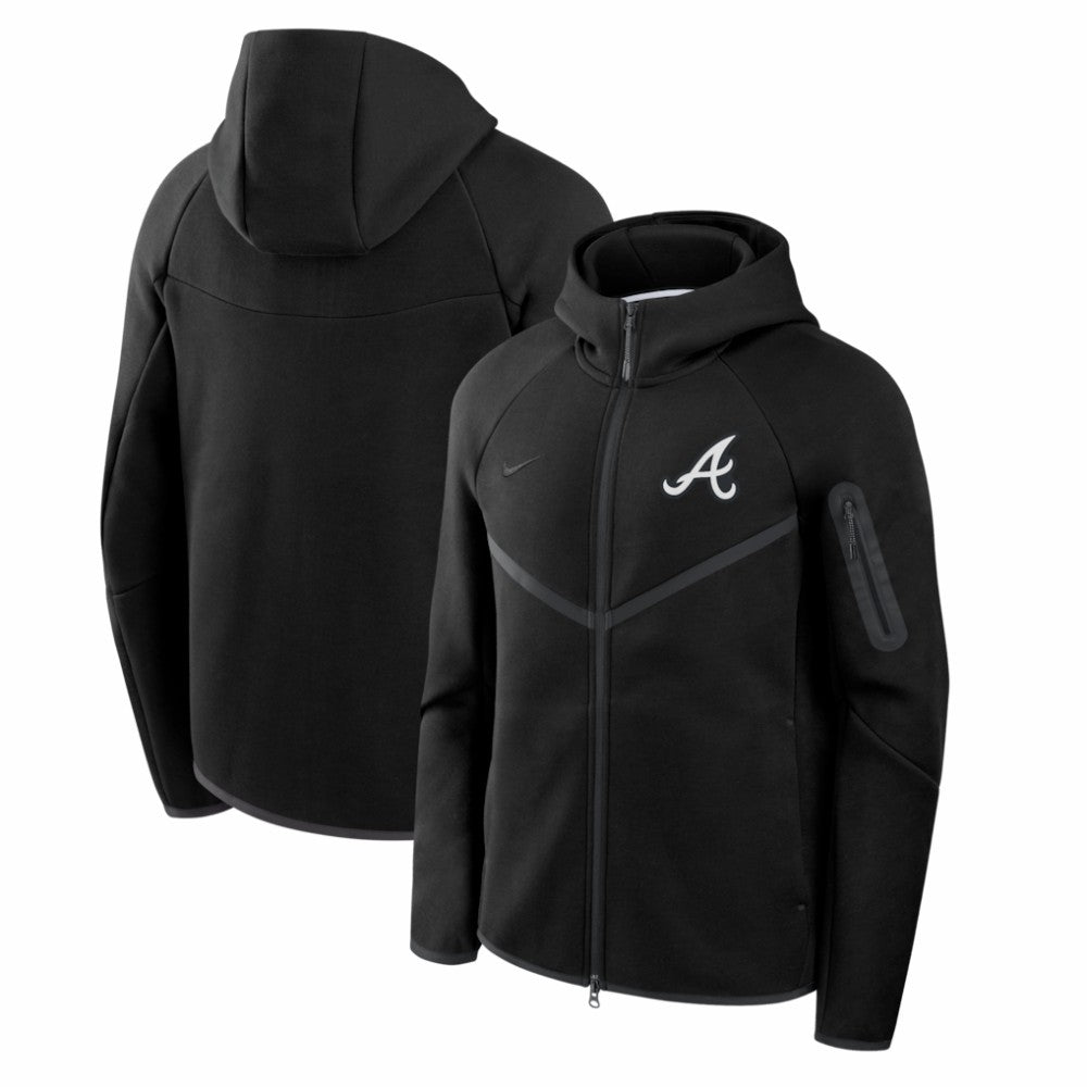 Atlanta Braves Nike Tech Fleece Raglan Full-Zip Windrunner Hoodie - Black - Nike Discount