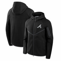 Atlanta Braves Nike Tech Fleece Raglan Full-Zip Windrunner Hoodie - Black - Nike Discount