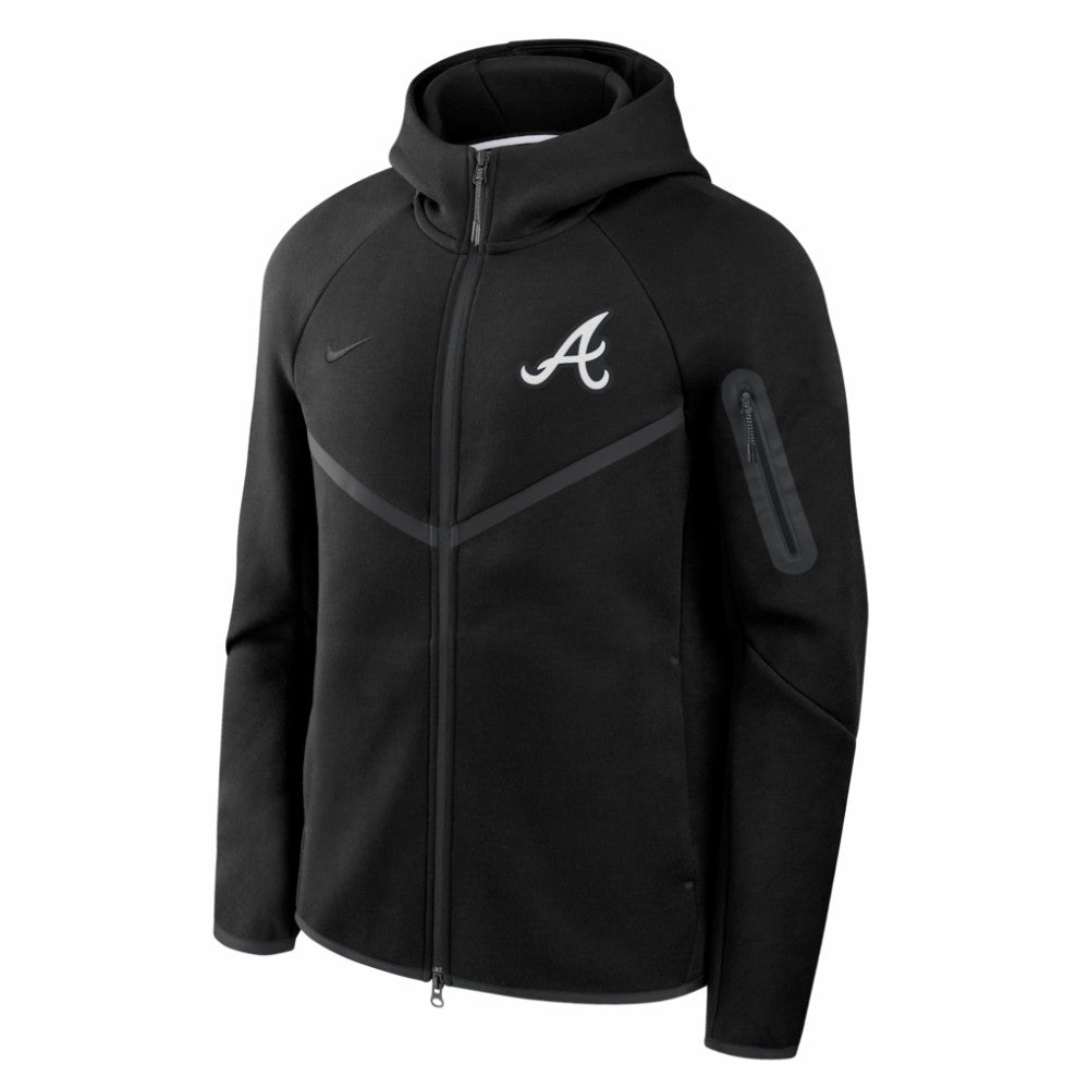 Atlanta Braves Nike Tech Fleece Raglan Full-Zip Windrunner Hoodie - Black - Nike Discount
