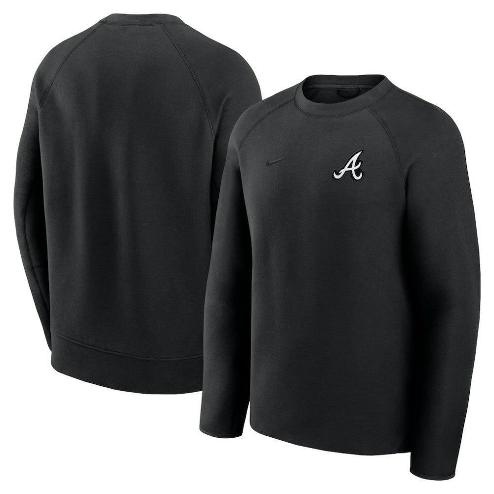 Atlanta Braves Nike Tech Fleece Raglan Sweatshirt - Black - Nike Lifestyle