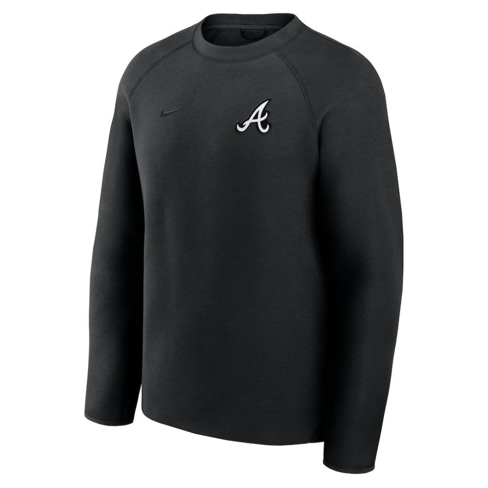 Atlanta Braves Nike Tech Fleece Raglan Sweatshirt - Black - Nike Lifestyle