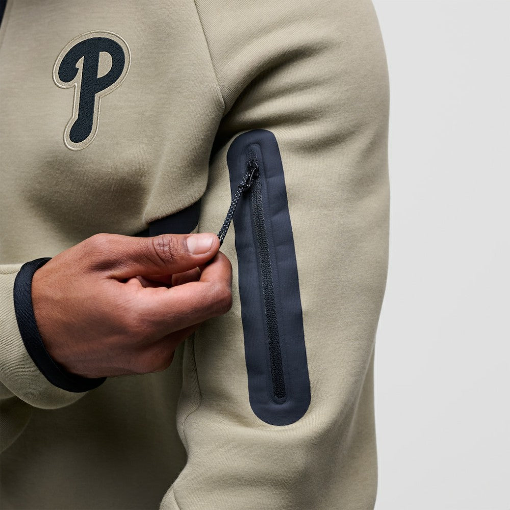Philadelphia Phillies Nike Tech Fleece Raglan Full-Zip Windrunner Hoodie - Tan - Nike on Sale