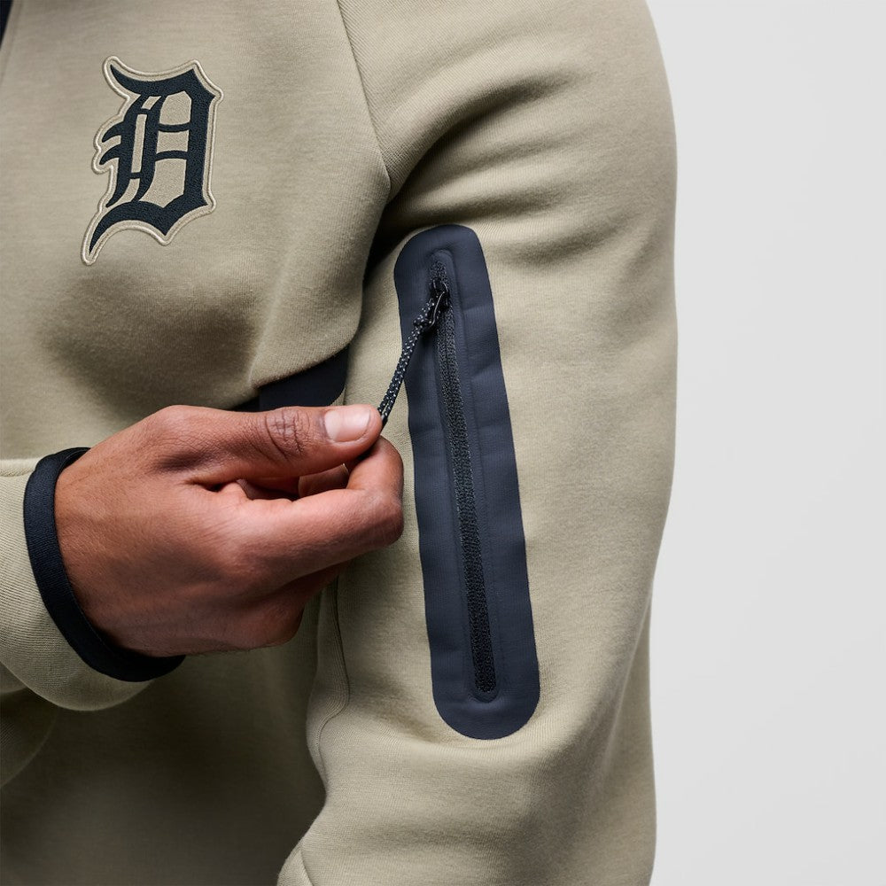 Detroit Tigers Nike Tech Fleece Raglan Full-Zip Windrunner Hoodie - Tan - Nike Lifestyle
