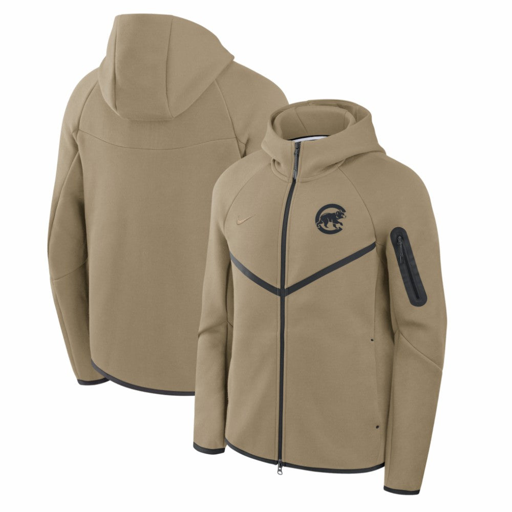 Chicago Cubs Nike Tech Fleece Raglan Full-Zip Windrunner Hoodie - Tan - Nike Online