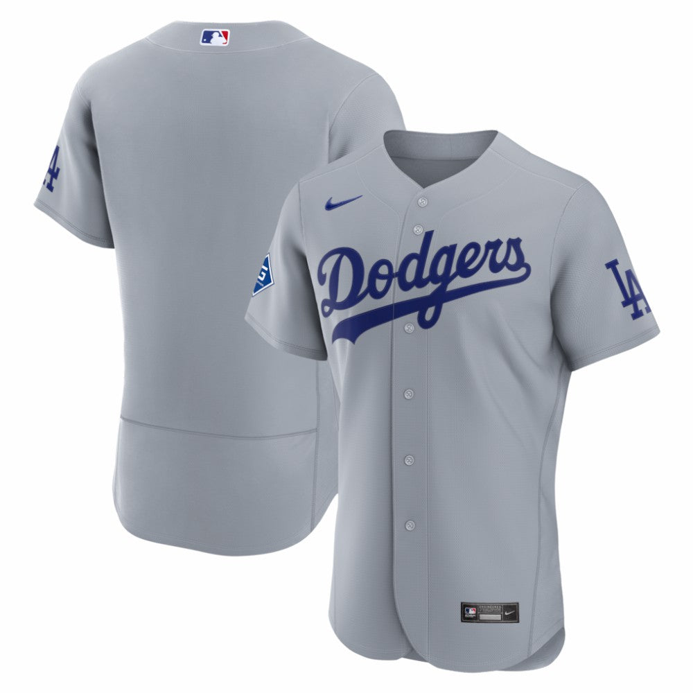 Los Angeles Dodgers Nike Road Sponsor Patch Authentic Jersey - Gray - Nike Sale