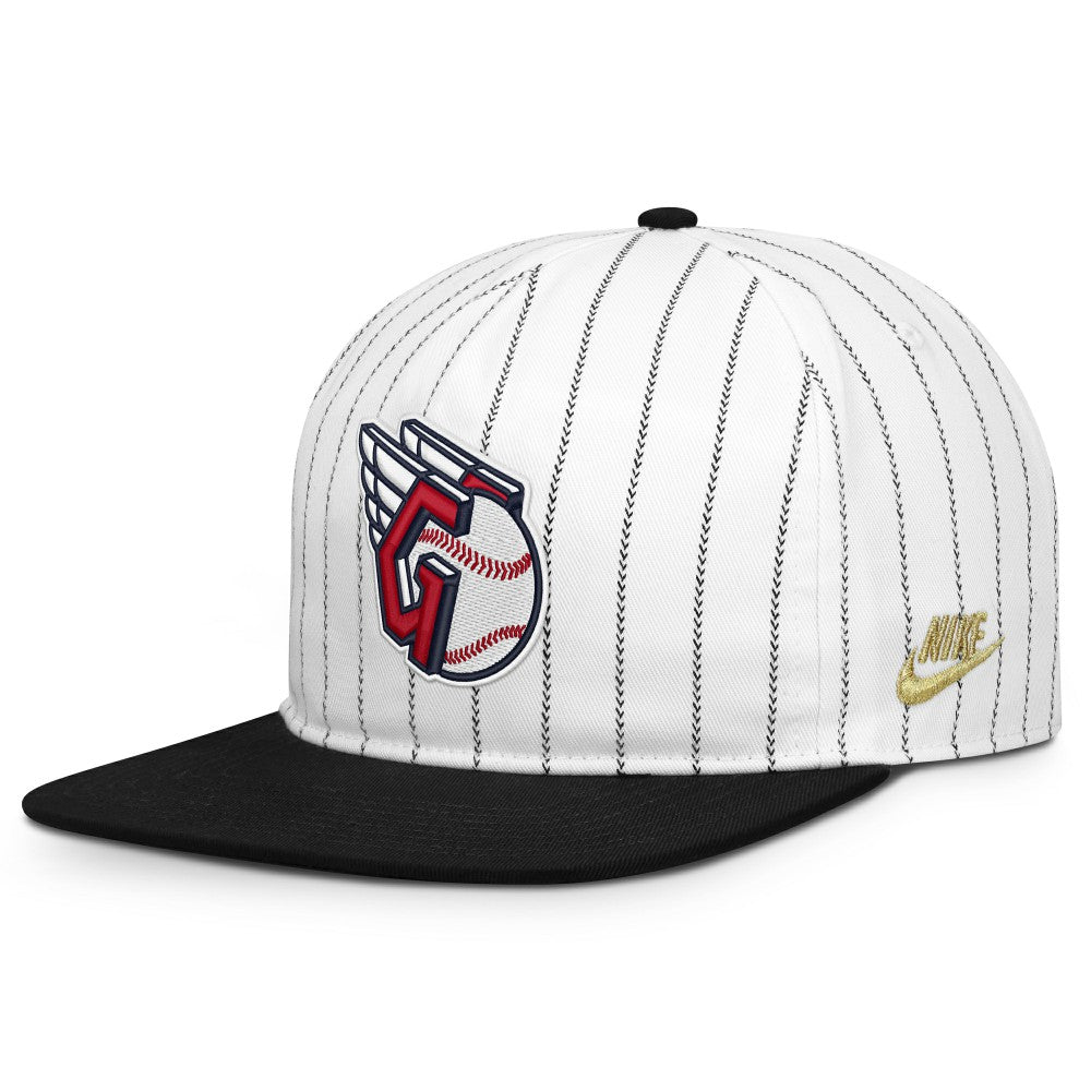 Cleveland Guardians Nike Cooperstown Collection Pro Adjustable Hat - White/Black - Nike Lifestyle