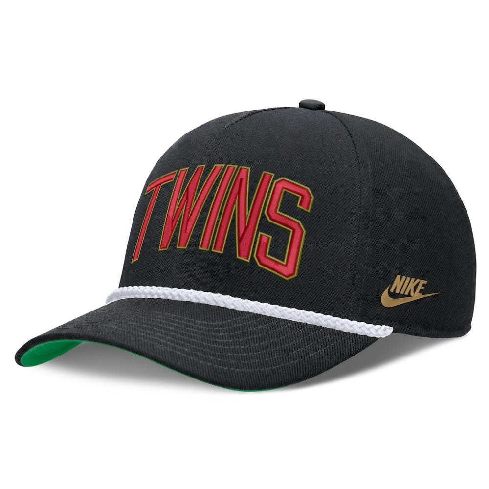 Minnesota Twins Nike Cooperstown Collection Rise Adjustable Hat - Black - Nike Lifestyle