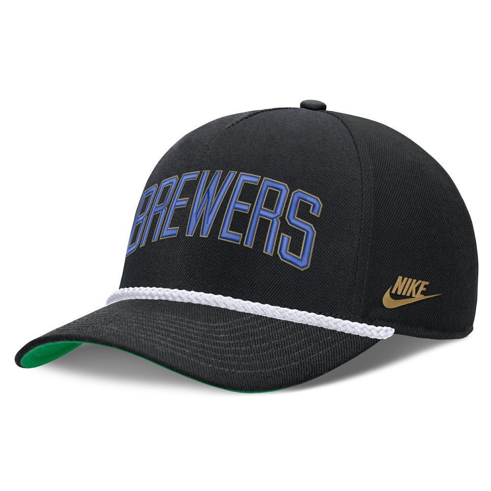 Milwaukee Brewers Nike Cooperstown Collection Rise Adjustable Hat - Black - Nike Sale