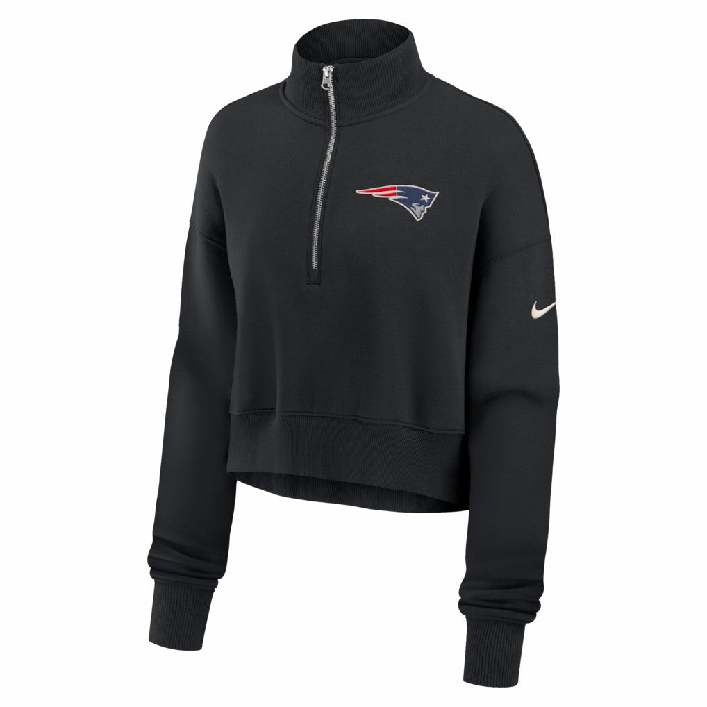 Nike New England Patriots Women's Legacy Phoenix Fleece Cropped Half-Zip Sweatshirt Black